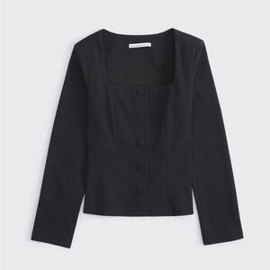 Abercrombie & Fitch Long-Sleeved Squareneck Tailored Vest Shirt Button Down